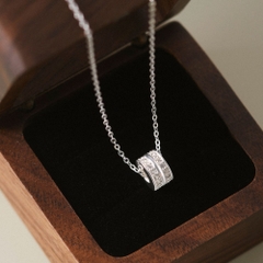 Dây Chuyền Bạc 925 Mặt Ống Trụ Tròn Đính Đá 2 Hàng Tube Necklace - VCN22