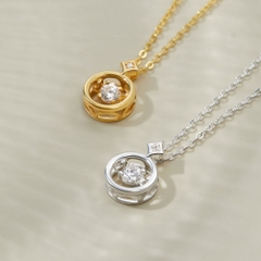 Quà Tặng 8/3 Dây Chuyền Bạc 925 Mặt Tròn Đá Nhảy Hình Ngôi Sao Star Dancing Stone - VCN27-CZ