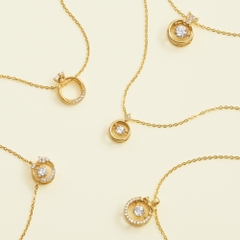 Dây Chuyền Bạc 925 Mặt Tròn Đá Nhảy Hình Ngôi Sao Đính Đá Chủ Kim Cương Moissanite Star Dancing Stone - VCN27-MS