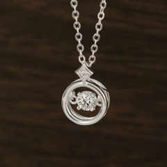 Quà Tặng 8/3 Dây Chuyền Bạc 925 Mặt Tròn Đá Nhảy Hình Ngôi Sao Đính Đá Chủ Kim Cương Moissanite Star Dancing Stone - VCN27-MS