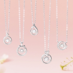 Dây Chuyền Bạc 925 Mặt Tròn Đá Nhảy Hình Ngôi Sao Đính Đá Chủ Kim Cương Moissanite Star Dancing Stone - VCN27-MS
