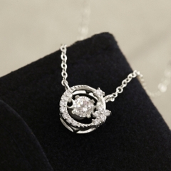 Vòng Cổ Bạc 925 Hình Mặt Trăng Đá Nhảy Moon Dancing Stone - VCN29