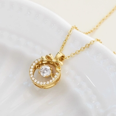 Quà Tặng 8/3 Vòng Cổ Bạc 925 Hình Nơ Đá Nhảy Bow Dancing Stone - VCN30