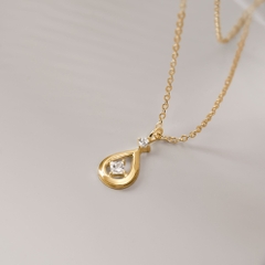 Dây Chuyền Bạc 925 Hình Giọt Nước Đính Đá Chủ Vuông Waterdrop Square Stone - VCN31