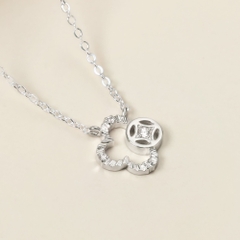 Dây Chuyền Vàng 10K Kim Tiền Tài Lộc Đính Kim Cương Moissanite - VCN37V
