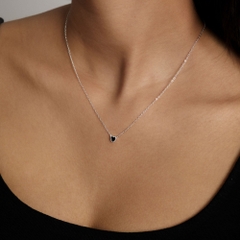 Dây Chuyền Bạc 925 Mặt Trái Tim Đá Onyx Đen Tự Nhiên - VCN509