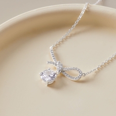 Dây Chuyền Bạc 925 Nơ Đính Đá Bow Tie Necklace - VCN511