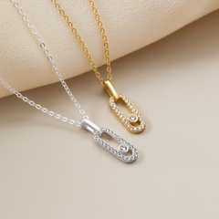 Dây Chuyền Bạc 925 Paperclip Uno Mặt Xích Kẹp Giấy Đính Đá - VCN514