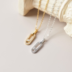 Dây Chuyền Bạc 925 Paperclip Uno Mặt Xích Kẹp Giấy Đính Đá - VCN514