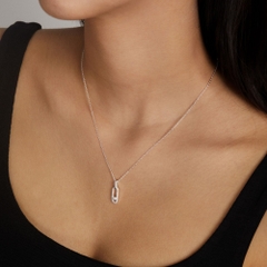 Dây Chuyền Bạc 925 Paperclip Uno Mặt Xích Kẹp Giấy Đính Đá - VCN514