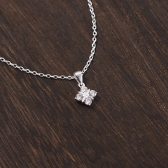 Dây Chuyền Bạc 925 Cỏ 4 Lá May Mắn Đính Đá Lấp Lánh - VCN517