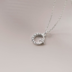 Dây Chuyền Bạc 925 Hình Trăng Sao Đính Đá Moon Star Pendant - VCN44
