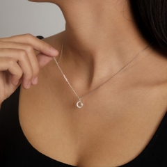 Dây Chuyền Bạc 925 Hình Trăng Sao Đính Đá Moon Star Pendant - VCN44