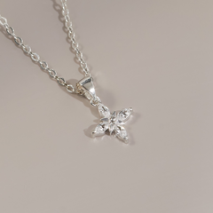 Quà Tặng 8/3 Mặt Dây Chuyền Bạc 925 Hình Cỏ 4 Lá/ Ngôi Sao 4 Cánh Đính Đá Star Stone Pendant - VCP02