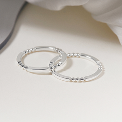 Nhẫn Bạc 925 Bi Bạc Xen Kẽ Bar & Ball Stacking Ring - VCR01