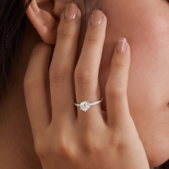 Quà Tặng 8/3 Nhẫn Bạc 925 Kim Cương Moissanite Tròn Vương Miện Lấp Lánh Crown Ring - VCR16-MS