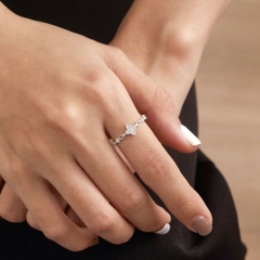 Quà Tặng 8/3 Nhẫn Bạc 925 Cỏ 4 Lá/Hoa 4 Cánh Đính Đá Giọt Nước - VCR28