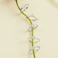 Quà Tặng 8/3 Nhẫn Bạc 925 Cỏ 4 Lá/Hoa 4 Cánh Đính Đá Giọt Nước - VCR28