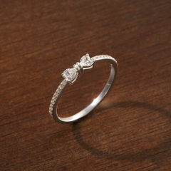 Quà Tặng 8/3 Nhẫn Bạc 925 Nơ Đá Trái Tim Trắng/Hồng Đính Đá Lấp Lánh - VCR41