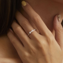 Quà Tặng 8/3 Nhẫn Bạc 925 Nơ Đá Trái Tim Trắng/Hồng Đính Đá Lấp Lánh - VCR41