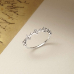 Nhẫn Bạc 925 Cỏ 4 Lá Full Vòng Đính Đá Lấp Lánh - VCR42