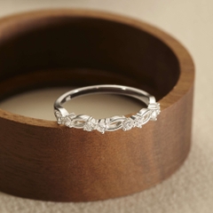 Nhẫn Bạc 925 Mảnh Xoắn Hạt Thóc Full Vòng Đính Đá Lấp Lánh - VCR43