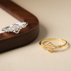 Nhẫn Bạc 925 Cỏ 4 Lá Đính Đá Lucky Clover - VCR46