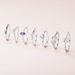 Nhẫn Mảnh Bạc 925 Vòm Đá Vương Miện Crown Ring - VCR505