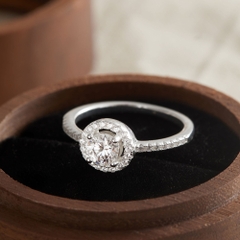 Quà Tặng 8/3 Nhẫn Bạc 925 Đá Chủ Tròn Kim Cương Moissanite - VCR511-MS