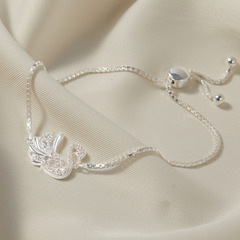 Quà Tặng 8/3 Lắc Tay Dây Rút Bạc 925 Hình Thiên Nga Đính Đá Lấp Lánh Pretty Swan - VGB09