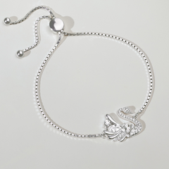 Quà Tặng 8/3 Lắc Tay Dây Rút Bạc 925 Hình Thiên Nga Đính Đá Lấp Lánh Pretty Swan - VGB09