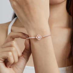 Quà Tặng 8/3 Kiềng Tay Cứng Bạc 925 Hình Cỏ 4 Lá Đá Nhảy 4 Leaf Clover - VGB12