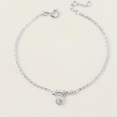 Quà Tặng 8/3 Lắc Tay Bạc 925 Hình Nơ Treo Trái Tim Đính Đá CARA LUNA - Heart Bow Tie - VGB14