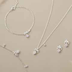 Quà Tặng 8/3 Dây Chuyền Bạc 925 Hình Nơ Treo Trái Tim Đính Đá CARA LUNA - Heart Bow Tie - VGN20