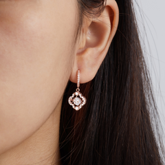 Quà Tặng 8/3 Khuyên Tai Treo Bạc 925 Hình Cỏ 4 Lá Đá Nhảy 4 Leaf Clover - VGE11