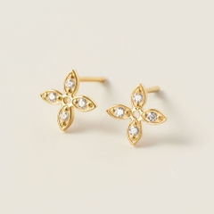 (1 cái) Khuyên Tai Stud Bạc 925 Cỏ 4 Lá May Mắn - Tiny 4 Leaf Clover-VGE19-L