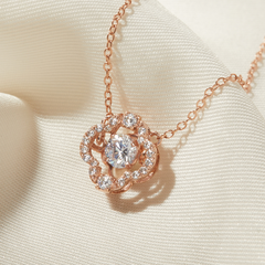 Quà Tặng 8/3 Vòng Cổ Bạc 925 Hình Cỏ 4 Lá Đá Nhảy 4 Leaf Clover - VGN08