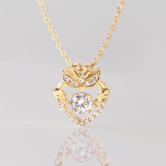 Quà Tặng 8/3 Dây Chuyền Vàng 10K Trái Tim Đôi Thiên Nga Kim Cương Moissanite Đá Nhảy Lấp Lánh Pretty Swan - VGN10V