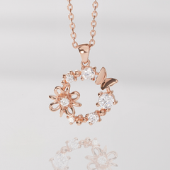Dây Chuyền Bạc 925 Chùm Hoa Tròn Đính Đá Lấp Lánh Blossom Flower - VGN15