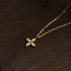 Dây Chuyền Bạc 925 Cỏ 4 Lá May Mắn - Tiny 4 Leaf Clover - VGN21