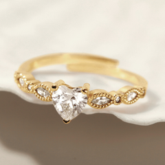 Nhẫn Freesize Bạc 925 Đá Trái Tim Công Chúa Heart Princess Ring - VGR13-1