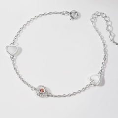 Vòng Tay Bạc 925 Charm Trái Tim Đính Đá Đỏ Ruby Xen Kẽ Heart Bracelet - VCB511