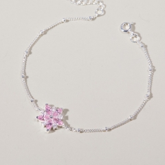 Vòng Tay Bạc 925 Hình Hoa Đính Đá Hồng Lấp Lánh Blossom Flower - VGB11