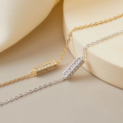 Vòng Tay Bạc 925 Khối Trụ Chữ Nhật Đính Đá Lấp Lánh Cylinder Stone - VCB505