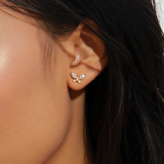 (1 cái) Hoa Tai Bạc 925 Dáng Nụ Bướm Đính Đá Dainty Butterfly-L