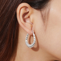 Hoa Tai Bạc 925 Dáng Hoop Xoắn Lớn Puff Twist - VSE502