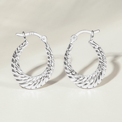 Hoa Tai Bạc 925 Dáng Hoop Xoắn Lớn Puff Twist - VSE502