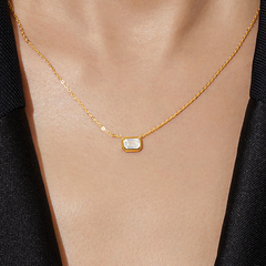 Dây Chuyền Bạc 925 Đính Đá Chữ Nhật Emerald Cut - VSN14