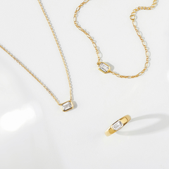 Dây Chuyền Bạc 925 Đính Đá Chữ Nhật Emerald Cut - VSN14