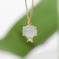 Dây Chuyền Bạc 925 Mặt Tròn Đính Đá Ngọc Hải Lam Aquamarine Tự Nhiên - VSN507